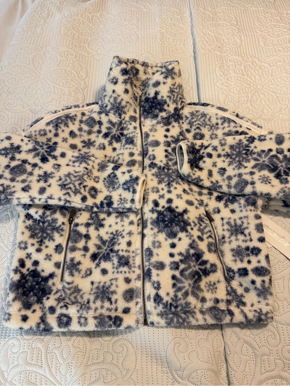 Marika Women’s Blair Sherpa Jacket Gray Blue Digital Snowflake Size M